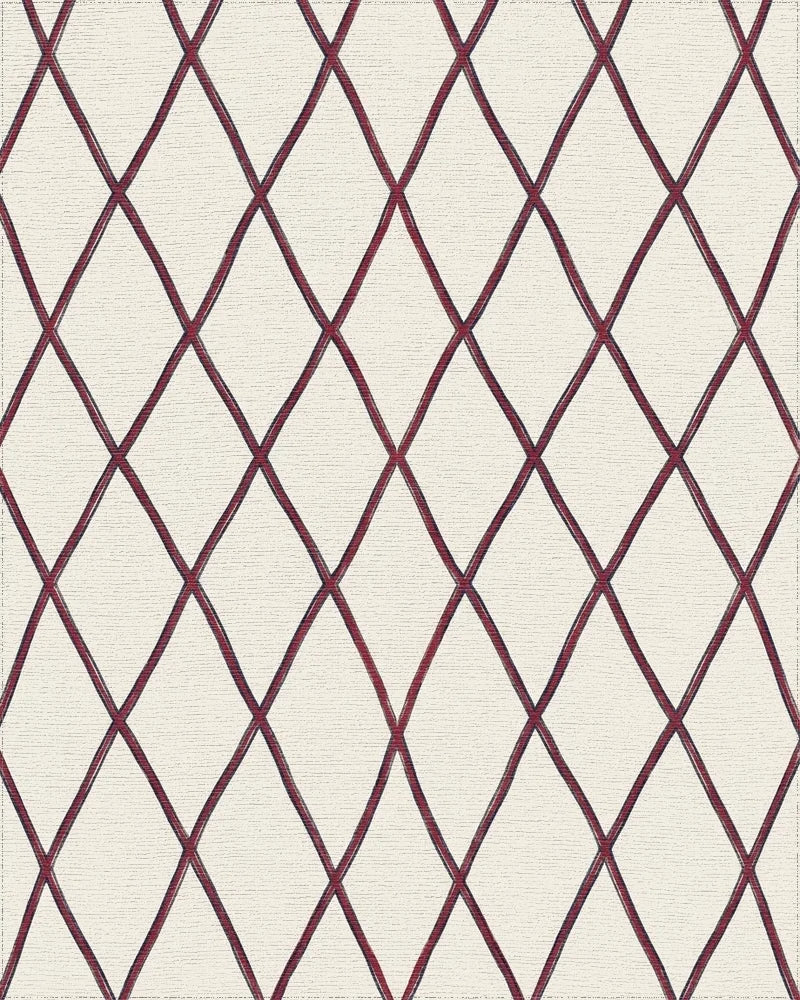 Crimson Woven Diamond Lattice Rug - Cutout View