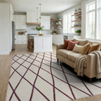 Crimson Woven Diamond Lattice Rug Living Room View