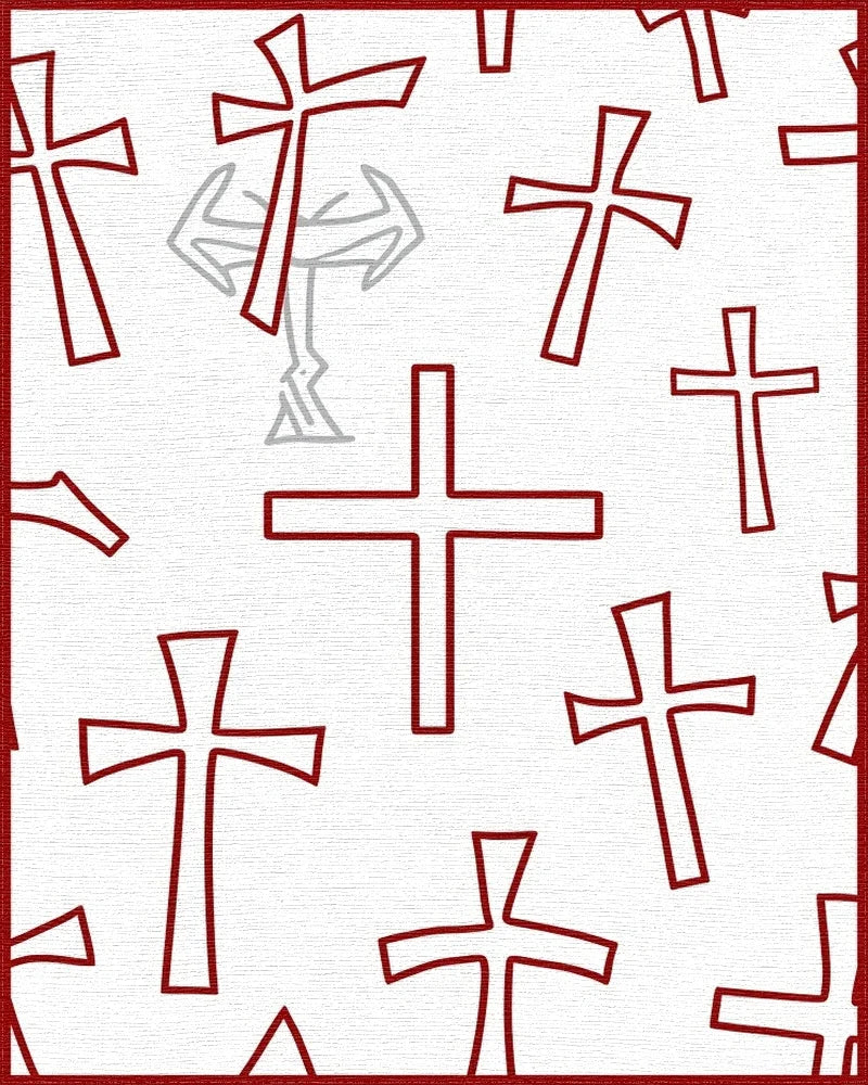 Cross Pattern Red Graphic Rug - Cutout View