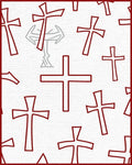 Cross Pattern Red Graphic Rug - Cutout View