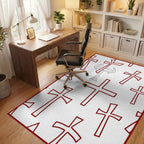 Cross Pattern Red Graphic Rug - Office View