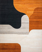 Curved Geometric Warm Tones Rug - Cutout View
