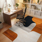 Curved Geometric Warm Tones Rug - Office View