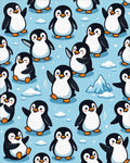 Cute Blue Penguin Iceberg Landscape Rug - Cutout View