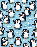 Cute Blue Penguin Iceberg Landscape Rug - Cutout View