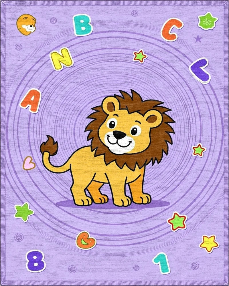 Cute Lion Alphabet Whirl Pattern Rug - Cutout View