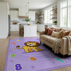 Cute Lion Alphabet Whirl Pattern Rug - Living Room View