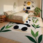 Cute Panda Bamboo Forest Scene Rug - Bedroom View