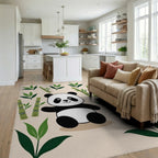 Cute Panda Bamboo Forest Scene Rug - Living Room View