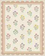 Traditional Cream Green Rug - cutout
