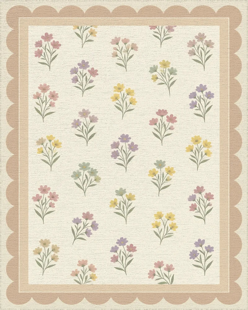 Traditional Cream Green Rug - cutout