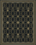 Geometric Gold And Black Grid Rug - cutout