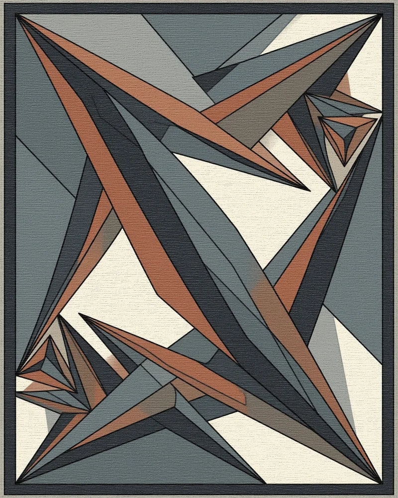 Geometric Overlap Slate Terracotta Rug - cutout