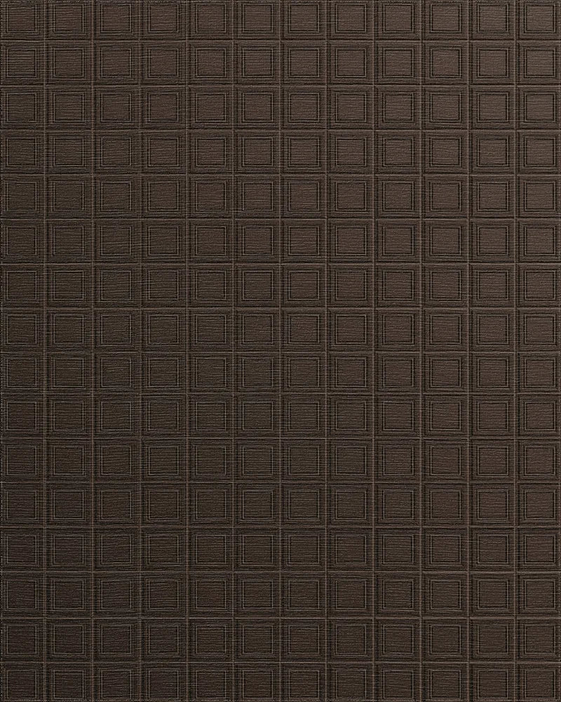 Minimalist Espresso Brown Geometric Grid Rug - cutout