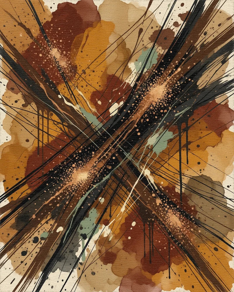 Brown Black Green Rug - cutout