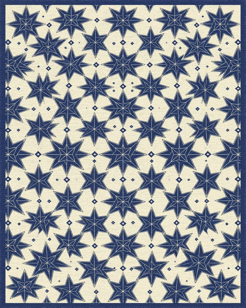 Indigo Blue Cream Rug - cutout