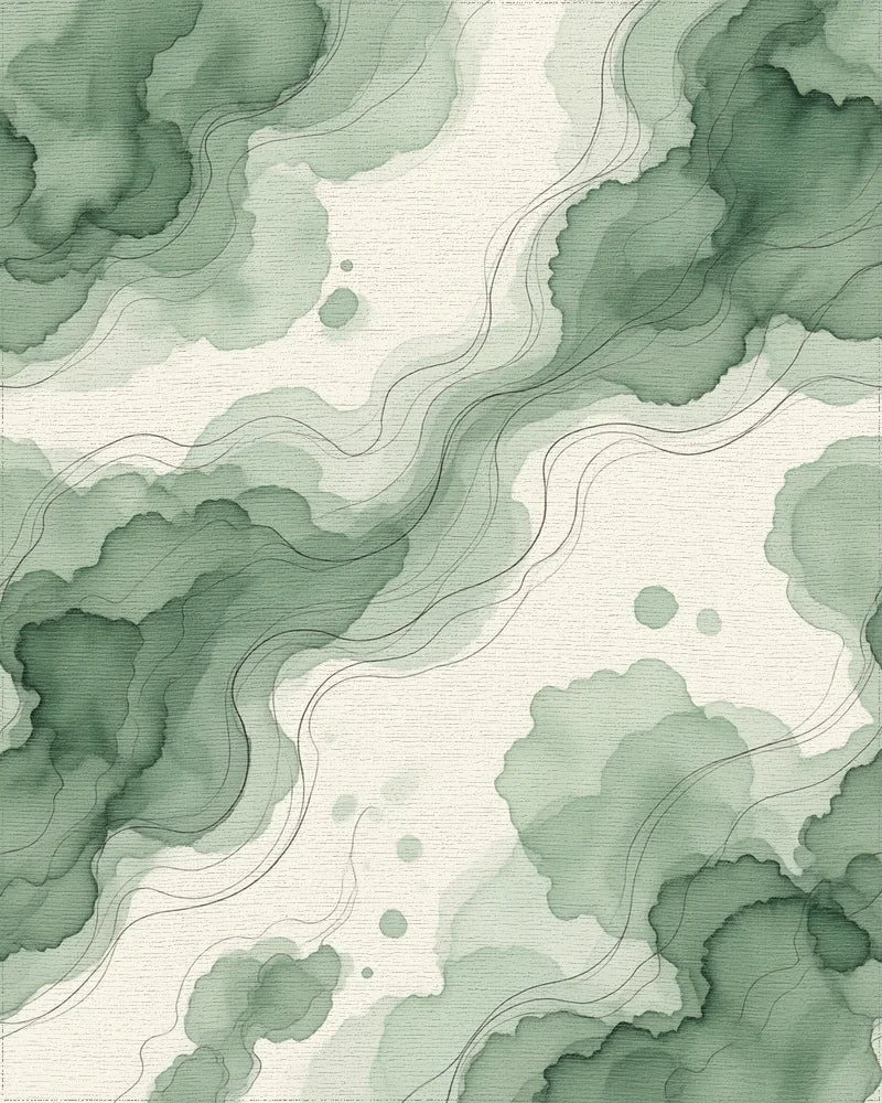 Green Cream Layers Rug - cutout