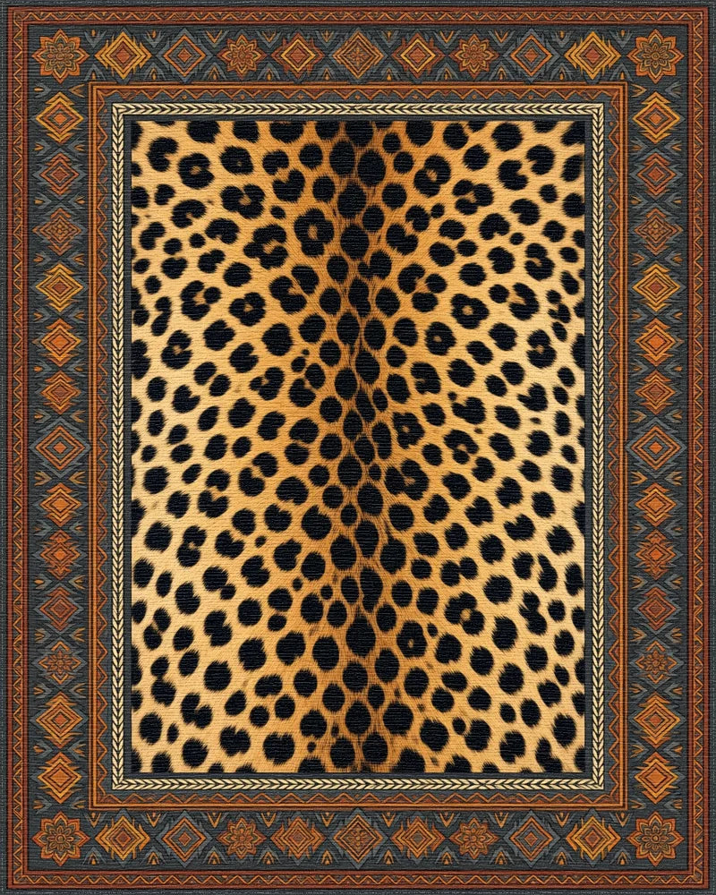 Black Beige Orange Rug - cutout