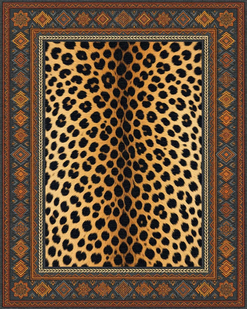Black Beige Orange Rug - cutout
