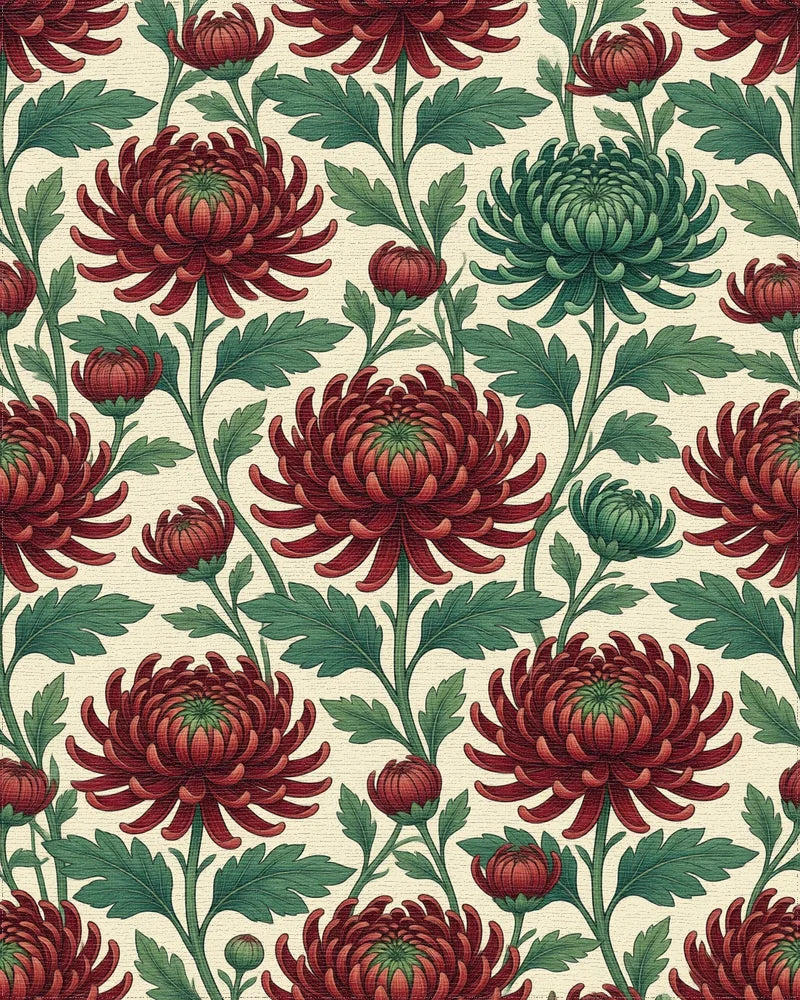 Crimson Red Green Rug - cutout