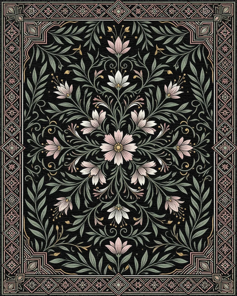 Moroccan Black White Rug - cutout