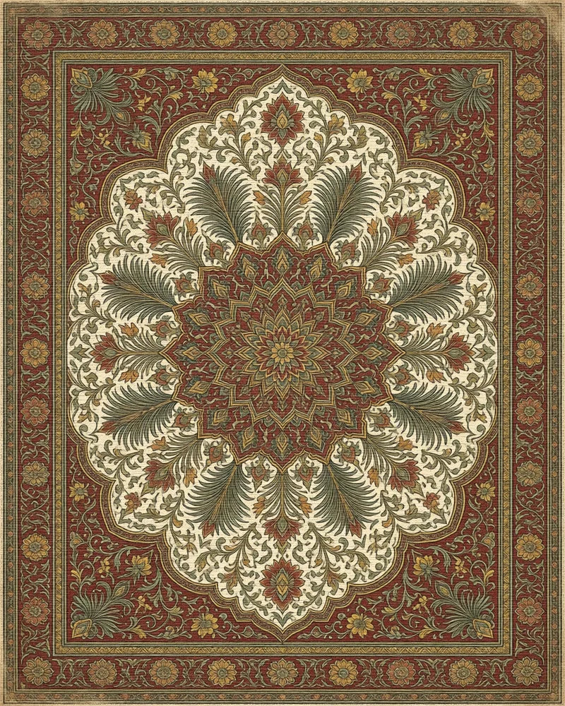 Vintage Red Yellow Rug - cutout