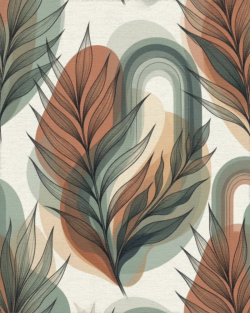 Modern Green Cream Rug - cutout