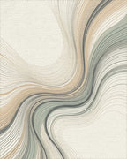 Minimalist Fluid Line Sand Sage Rug - cutout