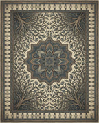 Distressed Medallion Farmhouse Area Rug - cutout