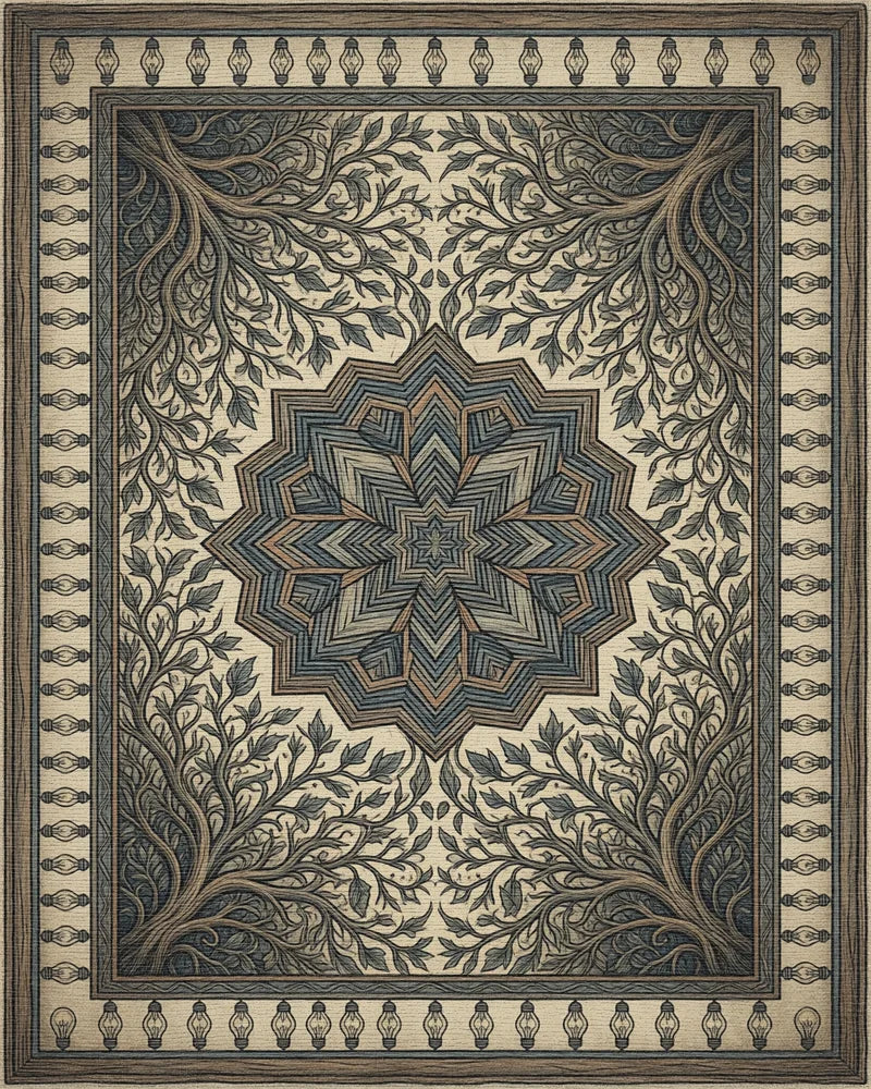 Distressed Medallion Farmhouse Area Rug - cutout