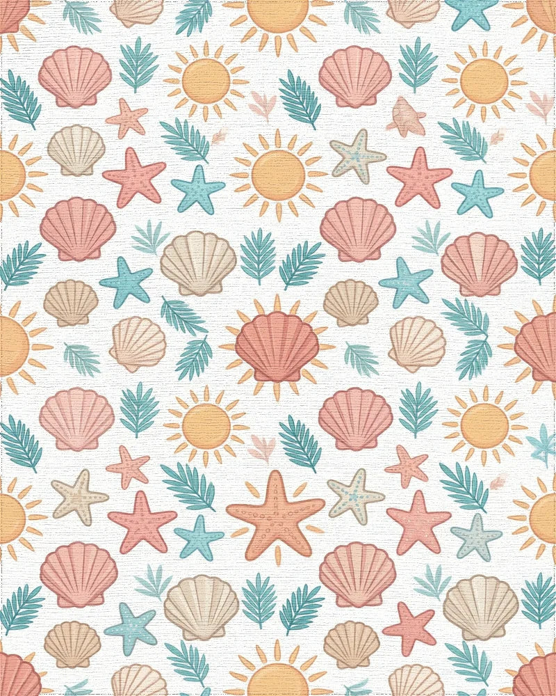 Whimsical Pastel Beach Motif Area Rug - cutout