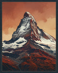 Geometric Crimson Mountain Landscape Rug - cutout