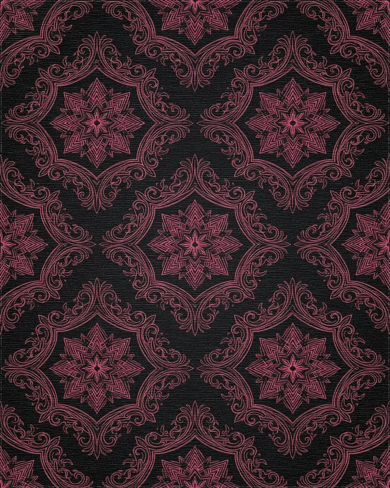 Black Pink Geometric Rug - cutout