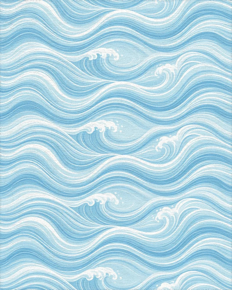 Serene Blue Undulating Wave Rug - cutout