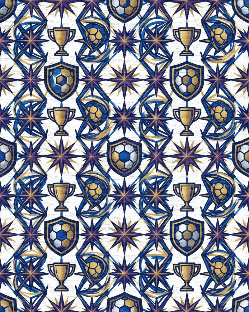 White Blue Gold Rug - cutout