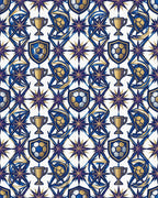 White Blue Gold Rug - cutout