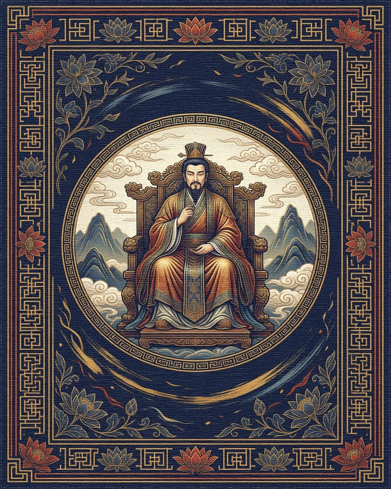 Indigo Gold Classical Medallion Rug - cutout