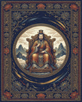 Indigo Gold Classical Medallion Rug - cutout