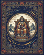 Indigo Gold Classical Medallion Rug - cutout