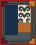 Navy Blue Cream Rug - cutout