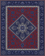 Indigo Red Floral Rug - cutout