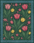 Forest Green Pink Rug - cutout