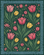Forest Green Pink Rug - cutout