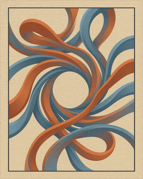 Beige Orange Blue Rug - cutout