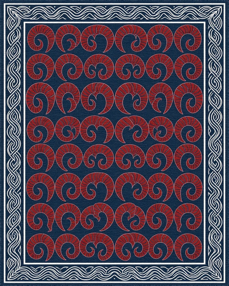 Crimson Blue White Rug - cutout