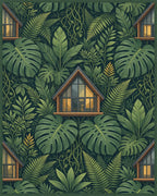 Botanical Cabin Forest Green Area Rug - cutout
