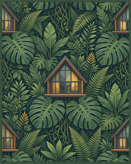 Botanical Cabin Forest Green Area Rug - cutout