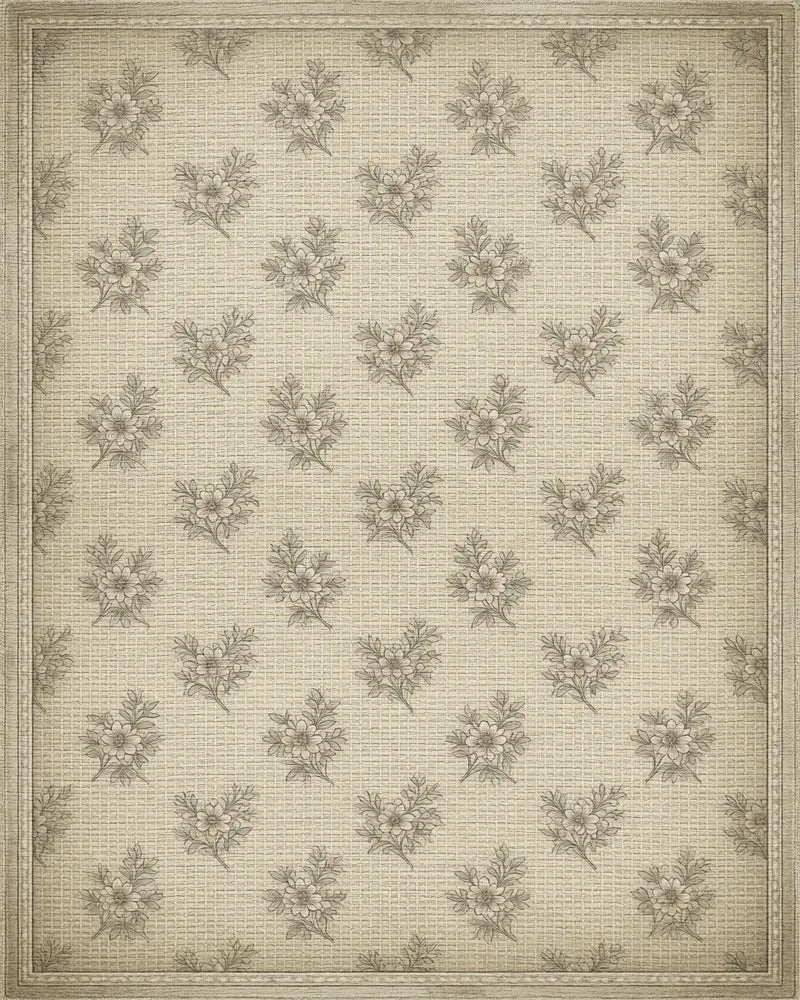 Beige Floral Vintage Rug - cutout