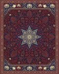 Indigo Red Floral Rug - cutout