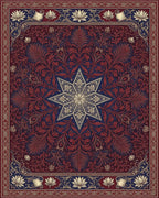 Indigo Red Floral Rug - cutout